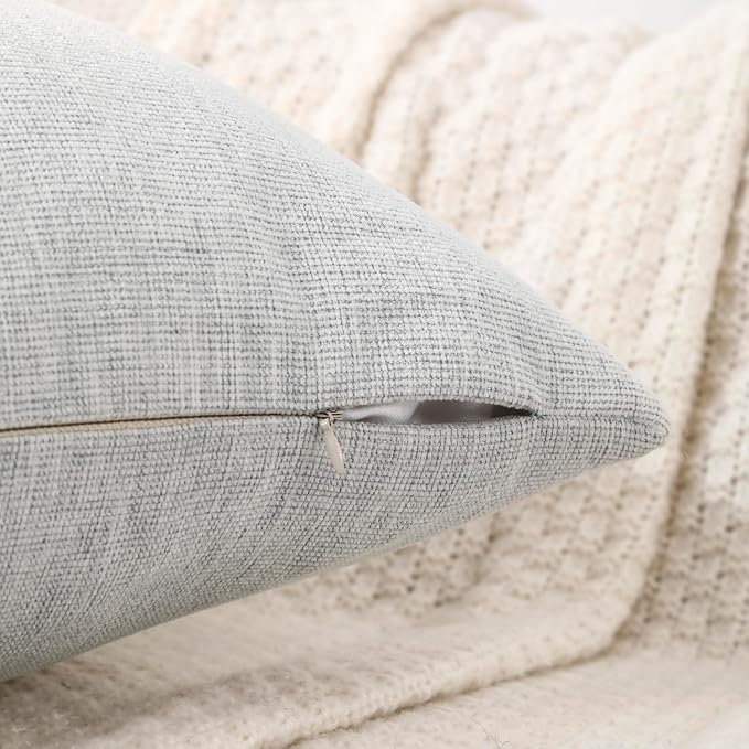 Pack of 2 Decorative Chenille Throw Pillow Covers, 18x18, Gainsboro | Square Soft Cozy Concise Pillow Covers Modern Farmhouse Couch Cushion Cases for Sofa Bed Living Room Home Decor
