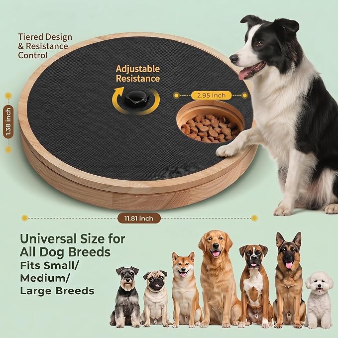 Dog Nail Scratch Board with Treat Box, Dog Scratch Pad for Nails, Rubberwood Adjustable Dog Nail File Toy for Stress-Free Grooming, Treat Scratch Puzzle, Large Size, Natural Wood Color