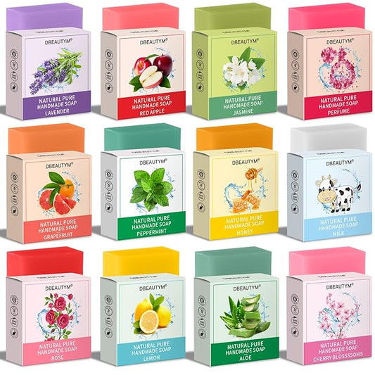 12 Pack Bar Soap Gifts,Mother Day Gift Bulk,Stocking Stuffers for Teen Girls,Bridesmaid Gifts,Teacher Appreciation Gifts Nurse Gifts, Natural Plant Fragrance Bath Soaps Travel Size Hands Wash Bar