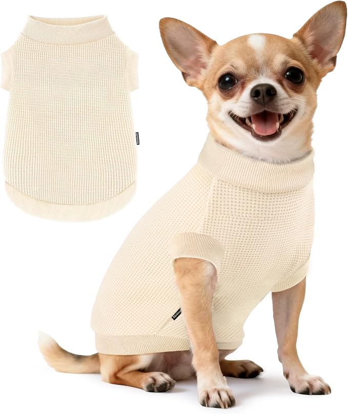 1 Pack Dog Shirt for Small Supplies Functional Waffle Dog Clothes Warm Soft Sweatshirt Outfit for Dogs Cats Pet Apparel