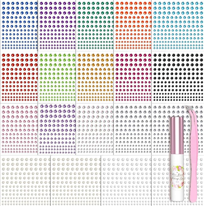 Cosplay Makeup Face Gems with Rhinestone Glue for SFX, Shynek Rhinestones Sticker for Eye Jewels Gems Body Skin Glue Spirit Adhesive for Eye Jewels Hair Costume Cosplay