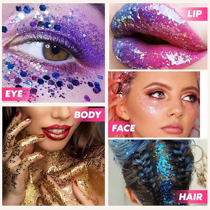 Black Orang and Purple Halloween Body & Face Glitter Stick,【Waterproof】【Long-Lasting】【Sparkling】 for Singer Concert Outfits, Festival Rave Mermaid Accessories Chunky Glitter Makeup for Women (08#)