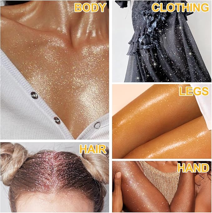 Hair and Body Glitter Spray, 60ml Gold Glitter Hairspray Dry Powder Makeup for Clothes, Festival Rave Prom Loose Sparkle Powder,Holographic Ultra Fine Glitters for Crafts (Gold)