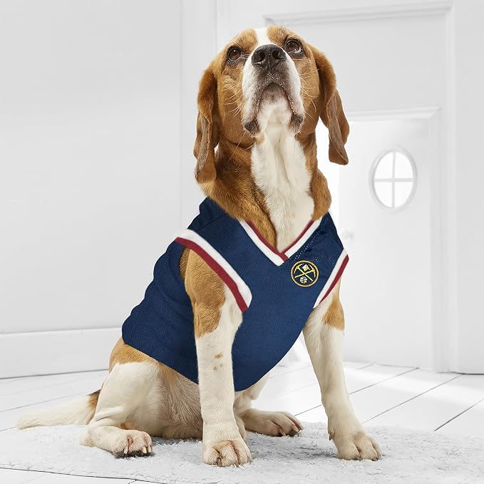 Pets First NBA Denver Nuggets Dog Jersey, Medium- Tank Top Basketball Pet Jersey