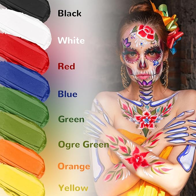 Red Cream Foundation Face Body Painting, Professional Full Coverage Oil Based Red Face Paint for Halloween SFX Vampire Zombie Devil Clown Cosplay Makeup for Adult Costume Party & Carnival