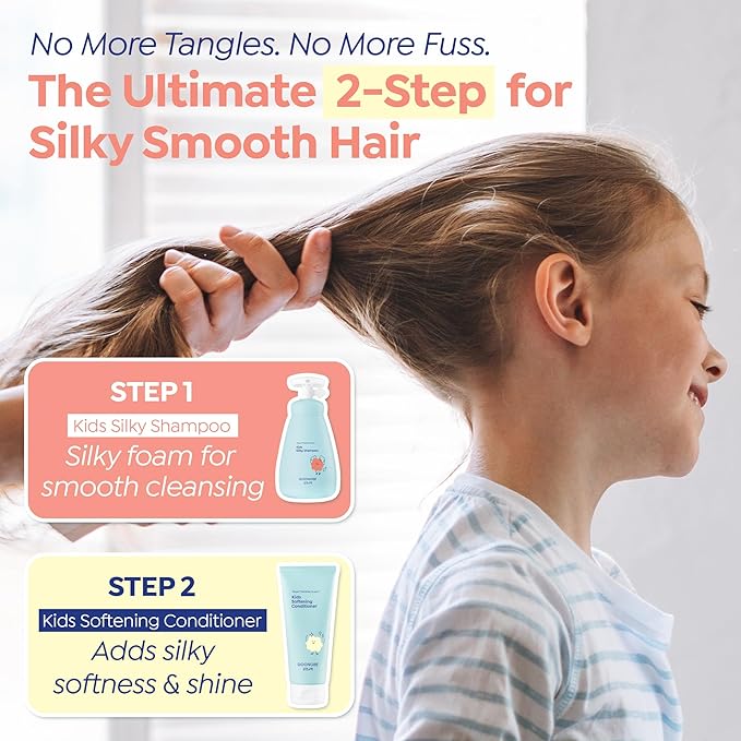 GOONGBE Kids Detangling Conditioner – Silicone-Free Softening for Frizzy Tangle-Prone Hair – Lightweight Non-Greasy with Triple Oil Complex (Macadamia, Sunflower, Oat), Allergen-Free 6.76 fl oz