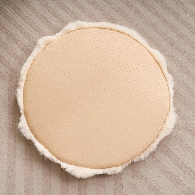 SHENGOCASE 2-Pack 20" Beige Round Faux Rabbit Fur Pet Cat Dog Bed Cushion Pad Mat, Cat Tree Tower Replacement Cushion Pad for Carrier House Cage Crate Kennel Furniture