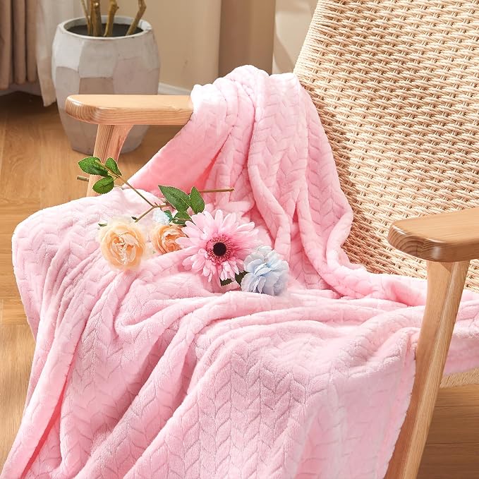 inhand Super Soft Pink Cute Throw Blanket, Cozy Plush Fleece Blanket Throw Size, Washable Lightweight Flannel Blankets Throw for All Season(50”x60”, Baby Pink)