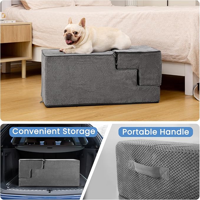 Aodisman Dog Stairs for High Beds 22.6" H, 5-Step Pet Steps for Small Dogs | Indoor Non-Slip Pet Stairs with Carry Handle for Puppies, Senior Cats & Short-Legged Dogs to Reach High Beds & Window Sills