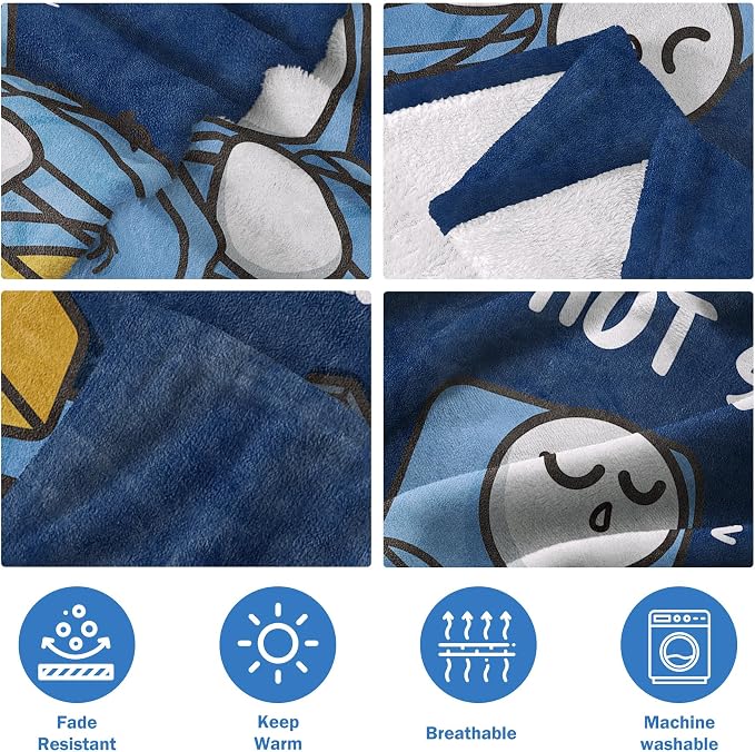 Funny Birthday Gift for Dad Husband, Dad is Not Sleeping Blanket | Dad Gifts from Daughter Son, Super Soft Throws Blanket for Couch and Napping, 60" x 50" (Blue)