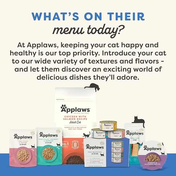 Applaws Fish Variety in Broth Wet Cat Food, 6-Flavor 36-Pack 2.47 oz Cans | 100% Natural, High Quality Ingredients, High Protein, No Artificial Additives, Limited Ingredients