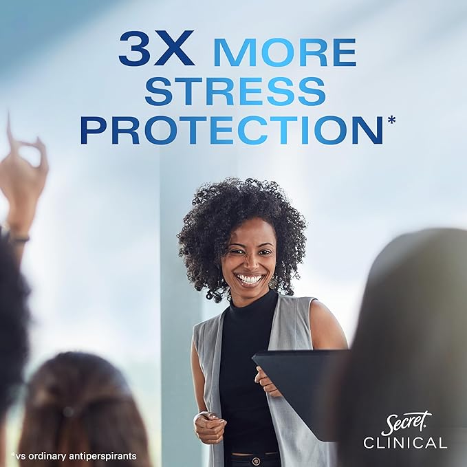 Secret Clinical Strength Antiperspirant Deodorant for Women, 3X Stress Protection, 72hr Sweat & Odor Protection, PH Balancing Minerals, Invisible Solid, Completely Clean Scent, 2.6 oz (Pack of 2)