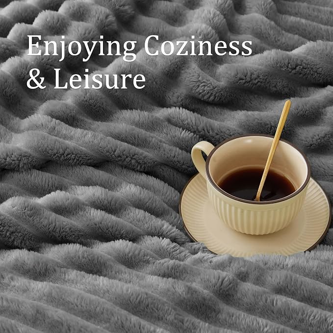 BEDELITE Ribbed Fleece Throw Blanket for Couch, Grey, 50"x70" | Ultra-Soft Plush Fleece, Warm Yet Lightweight, Ribbed Texture, Home Decor, Machine Washable, Giftable, All-Season Use