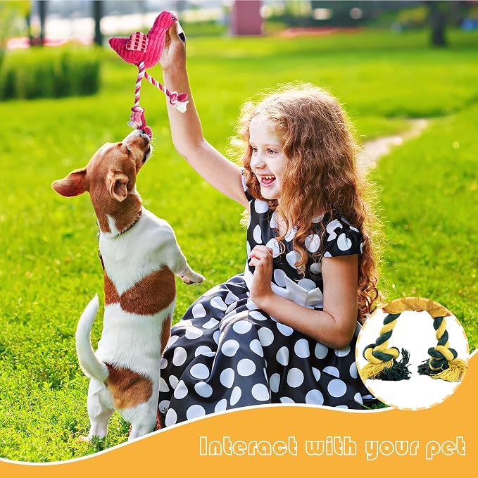 MRSOHRET 5 Pack Plush Dog Toys with Rope, Squeaky Dog Toys, Tug of War Dog Interactive Toy, Durable Dog Chew Toys for Large Dogs & Puppies