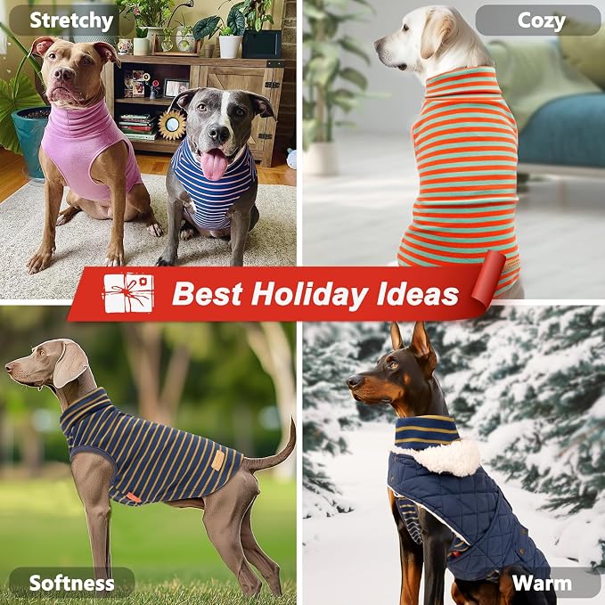 KYEESE 2Pack Dog Sweater Warm Dogs Clothes Stretchy Pet Sweater Large Size Pets Soft Pet Sweatshirt Pullover Turtleneck Pets Coats Dog Sweaters for Large Dogs | Warm Turtleneck Dog Pullover Clothes, 4-Way Stretch & Lightweight Vest, Doggie Coat in Cold...