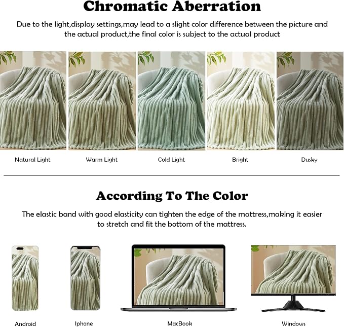 NEWCOSPLAY Fleece Ribbed Cozy King Blanket for Couch, Sage Green, 90"x110" | Premium Silky Flannel Blanket, Soft Lightweight Fluffy Throw Blanket for Bed Sofa Decor, Gift for All Season Use