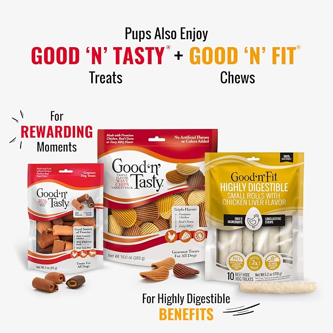 Good 'n' Fun Wings Long-Lasting Dog Treat Made With Real Protein, 8 oz | Premium Chicken, Pork and Beef Hide Chew, Supports Dental Health and Mental Stimulation, For Adult Dogs