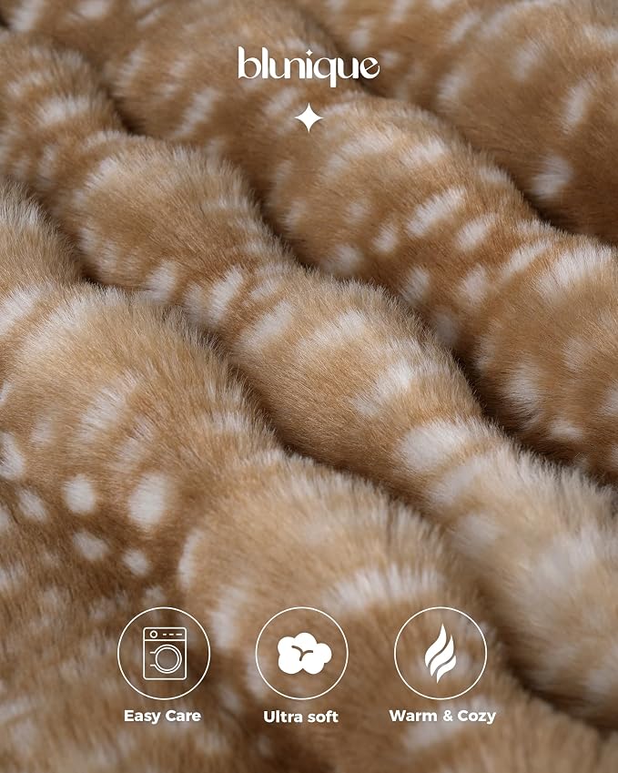 Ultra Soft Cozy Faux Fur Throw Blanket, Fuzzy Plush Thick Bubble Blanket, Oversize Luxury Fluffy Blanket for Couch, Sofa, Bedroom, and Living Room,50x60 Inches,Tie-Dye Camel