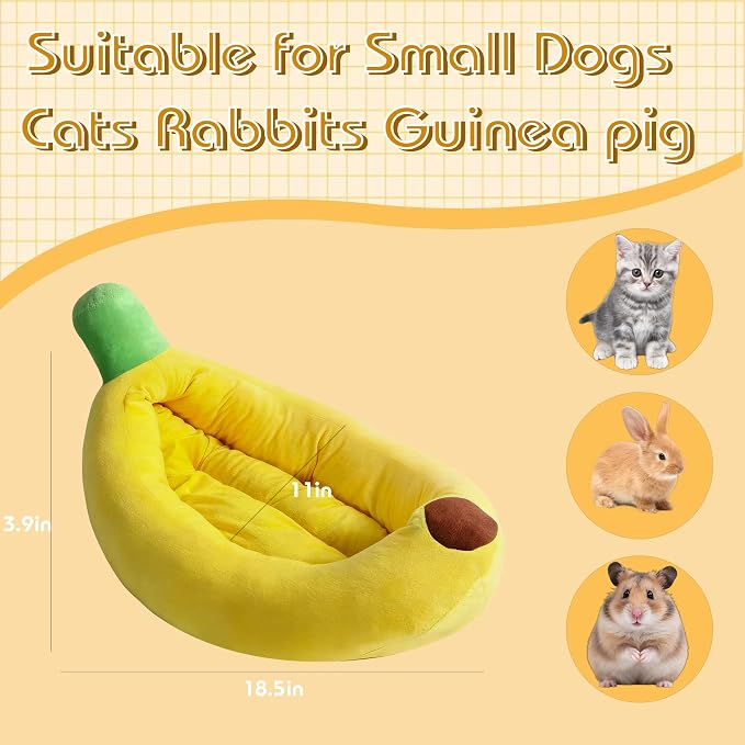 Dog & Cat Bed for Indoor Cats Relaxing Banana Mattress Fluffy pet Mattress Waterproof Memory Foam pet Bed with Sides Suitable for Small and Medium-Sized Dogs and Cats (X-Small)