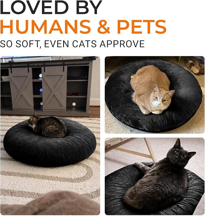 Cheer Collection Extra Large Floor Pillow, 32" Round Meditation Cushion, Oversized Yoga Pillow & Floor Cushions for Adults, Floor Pillows for Sitting, Meditation, and Seat Cushion- Black