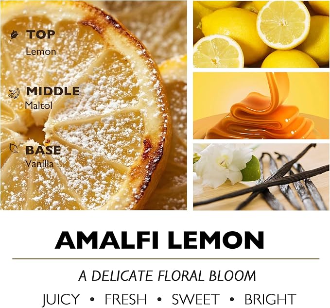 HomeLights Large jar Candle | 3-Wick Long-Lasting Scented Candles, 34oz Natural Soy Wax Candle for Home Scented, Eclectic Mixed Styles Gifts for Women & Men, Amalfi Lemon