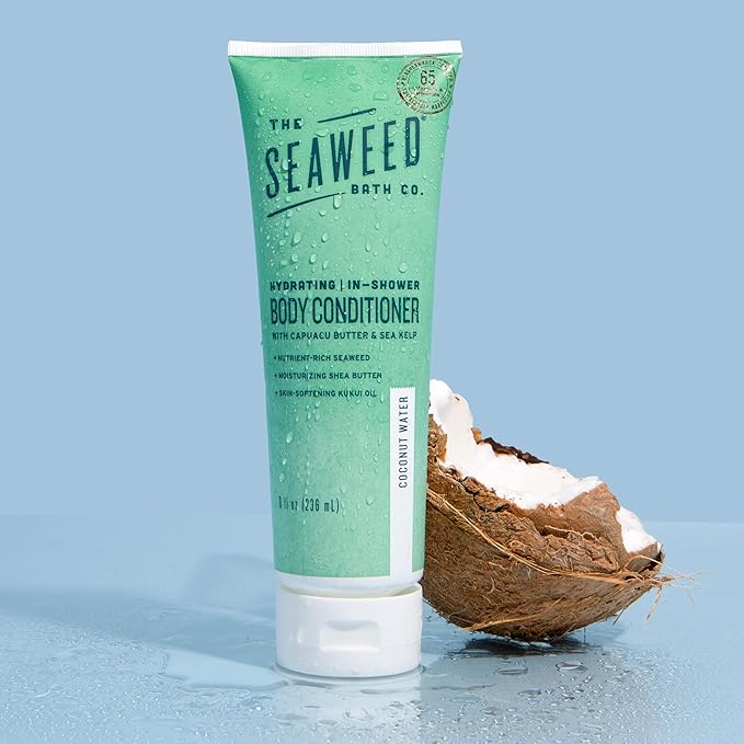 The Seaweed Bath Co. Hydrating In-Shower Body Conditioner, 8 Ounce, Coconut Water Scent, With Natural Bladderwrack Seaweed, Vegan, Paraben Free