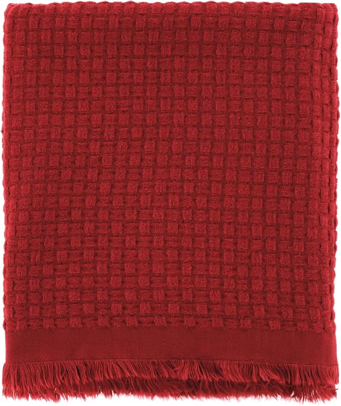 CREVENT Farmhouse Knit Throw Blanket for Couch Sofa Chair Bed Home Decoration, Soft Warm Cozy Light Weight for Spring Summer Fall (50''X60'' Christmas Red)