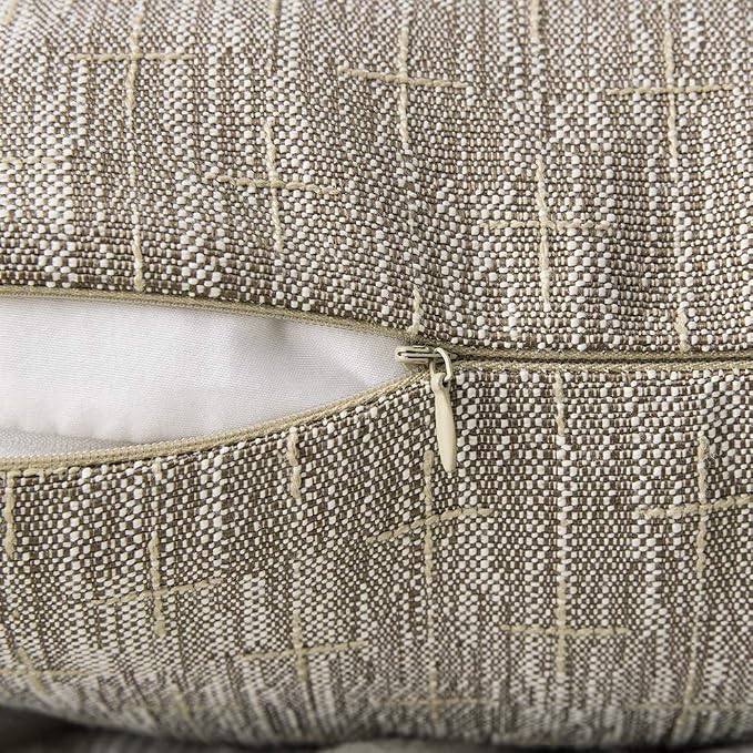 MIULEE Pack of 2 Decorative Burlap Linen Throw Pillow Covers Modern Farmhouse Pillowcases Rustic Woven Textured Cushion Cover for Sofa Couch Bed 16x16 Inch Light Brown