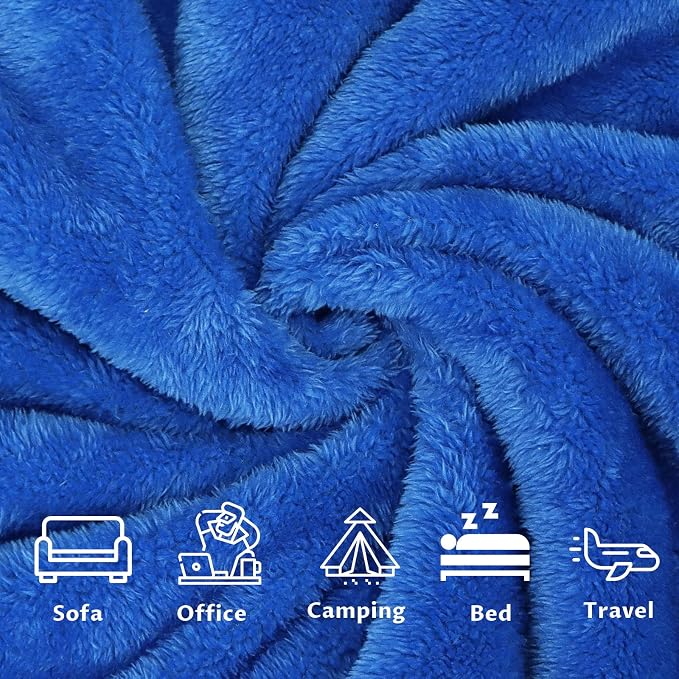 MUGD Royal Blue Throw Blanket for Couch - Soft Fleece Fuzzy Blue Blankets Women Girls Warm Blanket for Bed