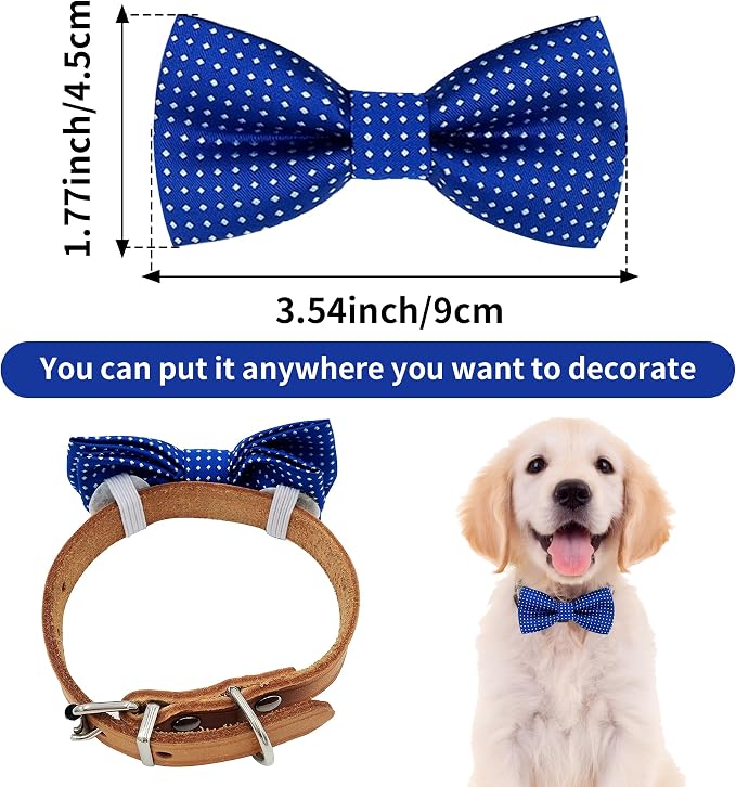 PET SHOW 8 Pack Dot Dog Bowties for Small Dogs Slide on Collar