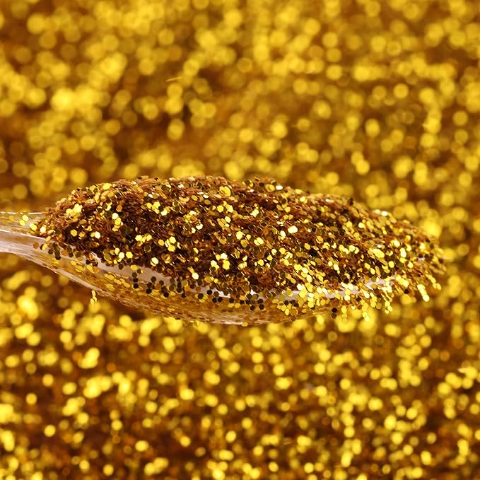 Nail Glitter - Gold Glitter in Jar - 4 Oz Glitter for Crafts - Christmas Glitter - Chunky Glitter for Slime - Face Glitter - Candle Glitter - Body Glitter
