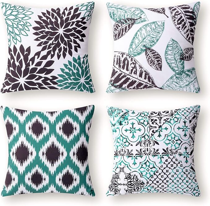 Phantoscope New Living Series Decorative Throw Pillow Case Cushion Cover Black 18" x 18" Set of 4