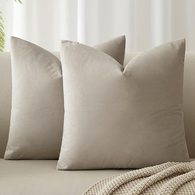 26x26 Throw Pillow Covers Decorative Velvet Couch Covers Set of 2,Cloud | JUSPURBET Cozy Soft Pillowcases with Invisible Zipper for Modern Couch Sofa Bed Living Room Bedroom Home Decor