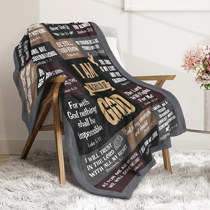 Christian Gifts for Men, Christian Blanket, Birthday Gifts for Men | Baptism Gifts for Boy, Teen Boy Gifts Trendy Stuff, I Am a Child of God Blanket, First Communion Gifts for Boys(50 * 60)