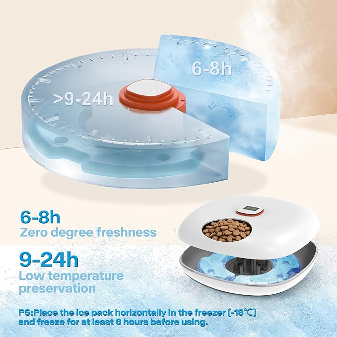 Automatic Cat Feeder Wireless, Sharper Image Auto Cat Food Dispenser for Dry Food with 4 Ice Packs, Rechargeable Auto Feeder for Cats and Dogs with Programmable Timer Low Battery Indicator, White