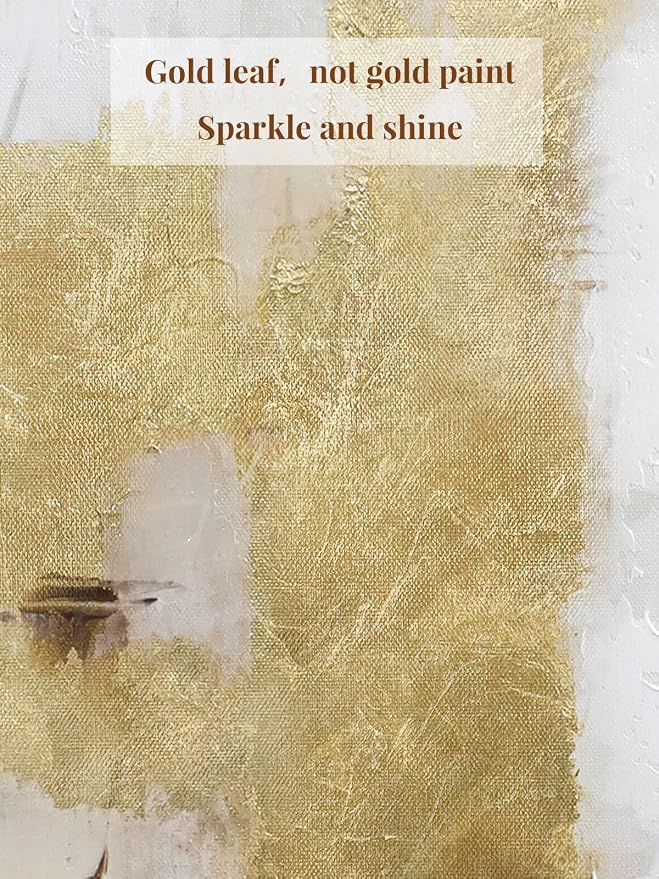 Zessonic Gold and Beige Abstract 3D Textured Foil Wall Art, 20"x28"x2 | Framed Abstract Prints wall decor with Hand-Painted Texture–Neutral Tone Artwork for Living Room Bedroom Office Hallway Decor