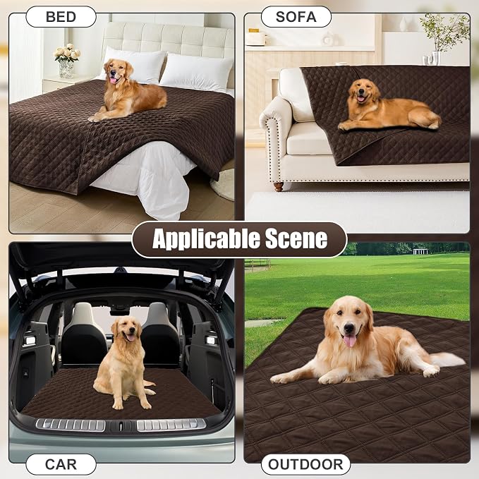 Smiry Waterproof Reversible Pet Couch Covers for Dogs | Pet Friendly, Soft Fabric, Washable Sofa Furniture Protector for Dogs Cat Kids, Checkered (40"x80", Chocolate/Chocolate)