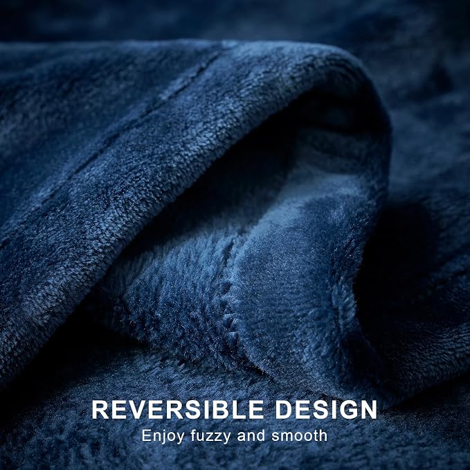 Hansleep Twin Navy Blue Fleece Blanket, Soft Flannel Bed Blanket | Fuzzy Cozy Blanket 60x80 Inches, Multi-use for Bed, Sofa, Couch, Travel, Camping, All Season Warm Lightweight Cover