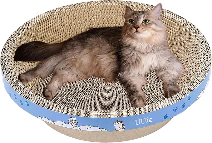 Cat Scratcher Bed 17.7x17.7” Large Cardboard Cat Scratcher Bowl | For Large Cats, Round Cat Scratching Bed for Indoor Cats, Cardboard Cat Bed with Catnip, No Assembly, Abrasion Resistant