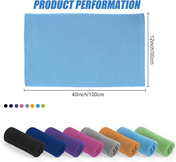 8 Pack Cooling Towel for Sports, Face and Neck, Workout and Gym, Sweat Absorbent (8 Pack)