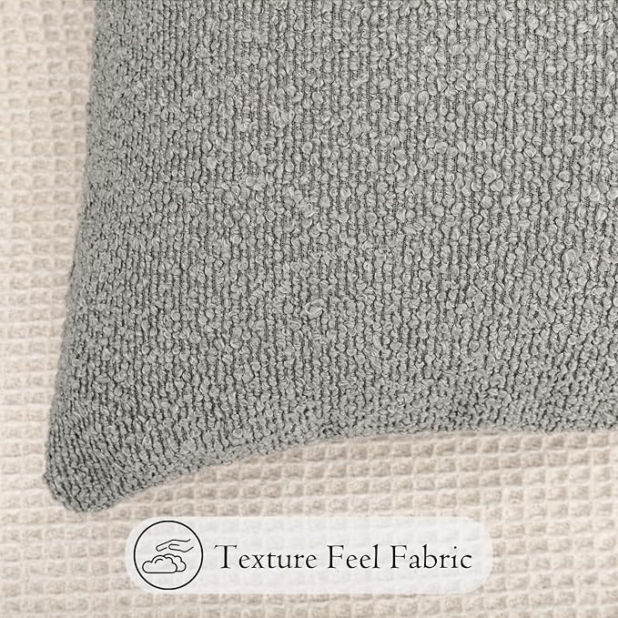 JoraLion 20x54 inch Neutral Boucle Body Pillow Cover, Light Grey Long Pillow Cover Cozy Soft Cushion Case for Couch Sofa Bed Living Room Home Decor, Pack of 1 (Cover Only)