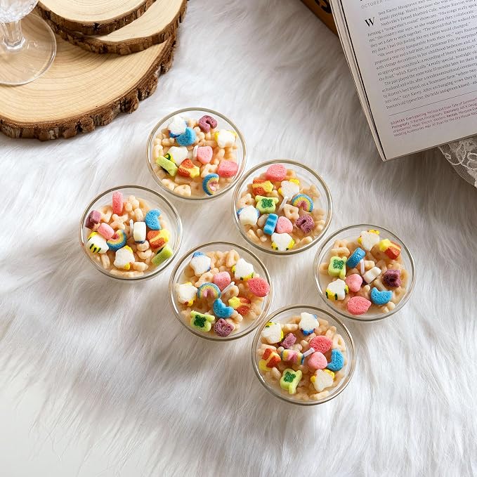 Mini Funny French Vanilla Cereal Bowl Scented Vegetable Wax Candles for Wedding Favor (6pcs/Pack)
