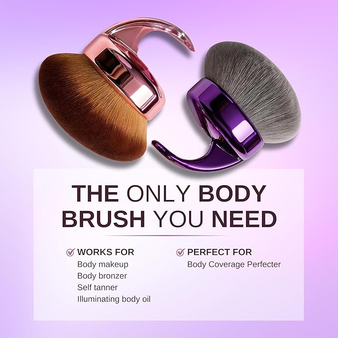 Body Makeup Brush – Extra Large Kabuki Applicator for Self Tanner, Bronzer & Foundation – Flawless, Streak-Free Airbrushed Finish – Vegan, Charcoal-Infused Bristles
