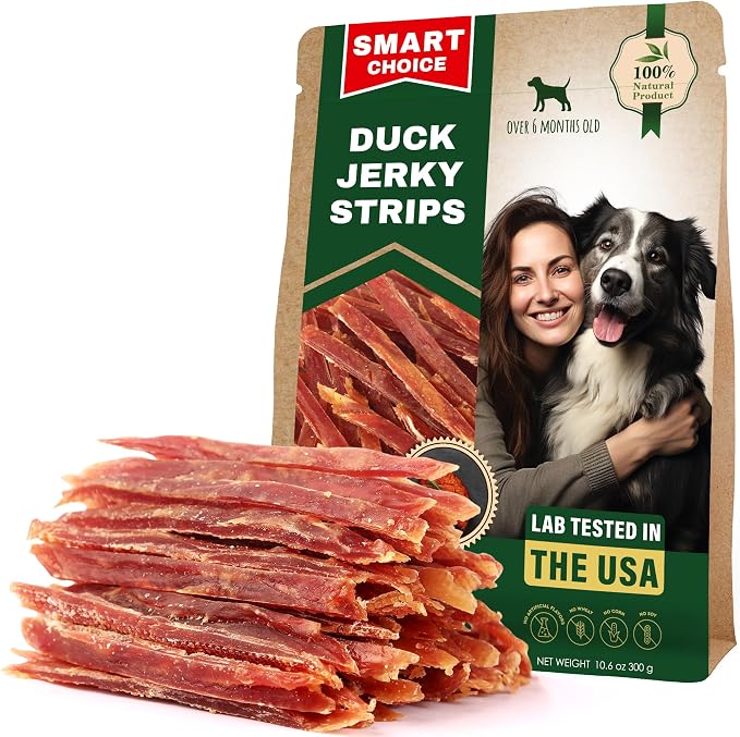 Beloved Pets Dog Treats Duck Jerky Strips - Human Grade Meat Sticks - Natural Pet Dried Snacks Rawhide - Free - Long Lasting Chews for Large & Small Dogs (10.6 oz (Pack of 1), Duck Jerky Strips)