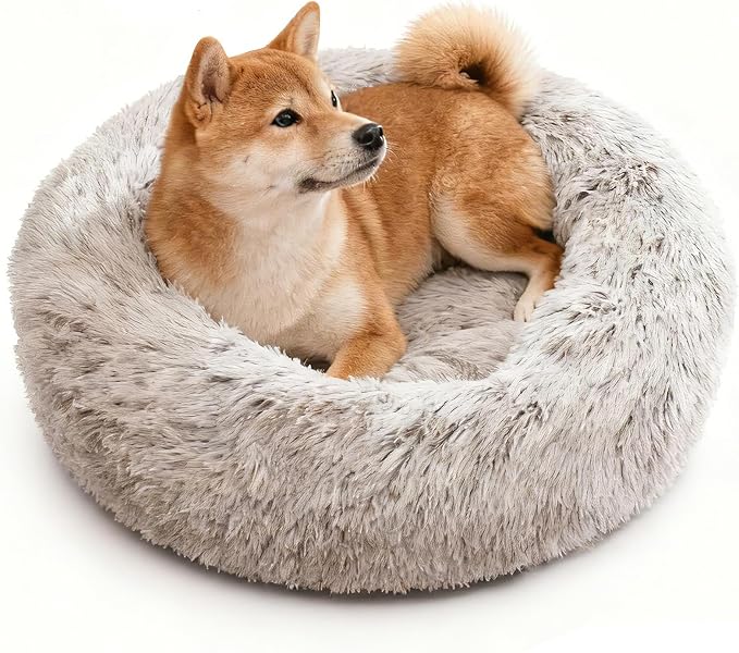 Washable Calming Dog & Cat Bed for Ultra Large Small Medium Size Pet | Donut Round Cute Warming Mat House Supply Indoor, 8 Sized Deal Necessity Essential Furniture for Boy Girl Puppy Kitten kitty
