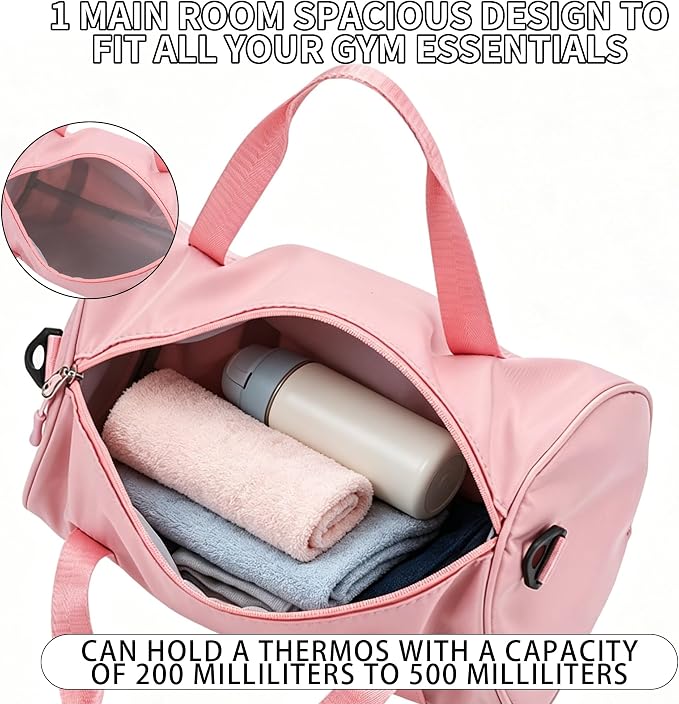 Ballet Dance Bag Mini Gym Bag Lightweight Small Duffle Bag 10L Cute Crossbody Bag for Yoga Swimming Sport (Pink)