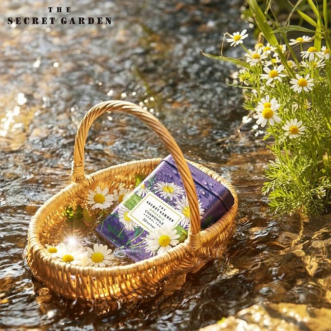 Life Plus Style Gourmet The Secret Garden Organic Chamomile Herbal Tea Bags Caffeine-Free Non GMO Gluten Free 50 Tea Bags Classic Tin