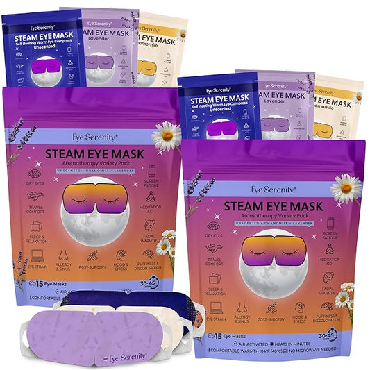 Lure Essentials Steam Eye Mask, Heated Eye Mask, Self Heating Warm Compress for Dry Eyes, Fast Relief for Stye, Puffy Sensitive Eyes, Moist Heat, Relaxation Gifts for Women and Men - Variety
