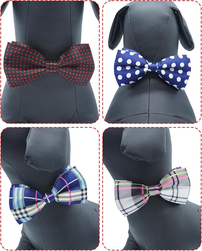 PET SHOW 10 Pack Dot Dog Bowties for Large Dogs Slide on Collar
