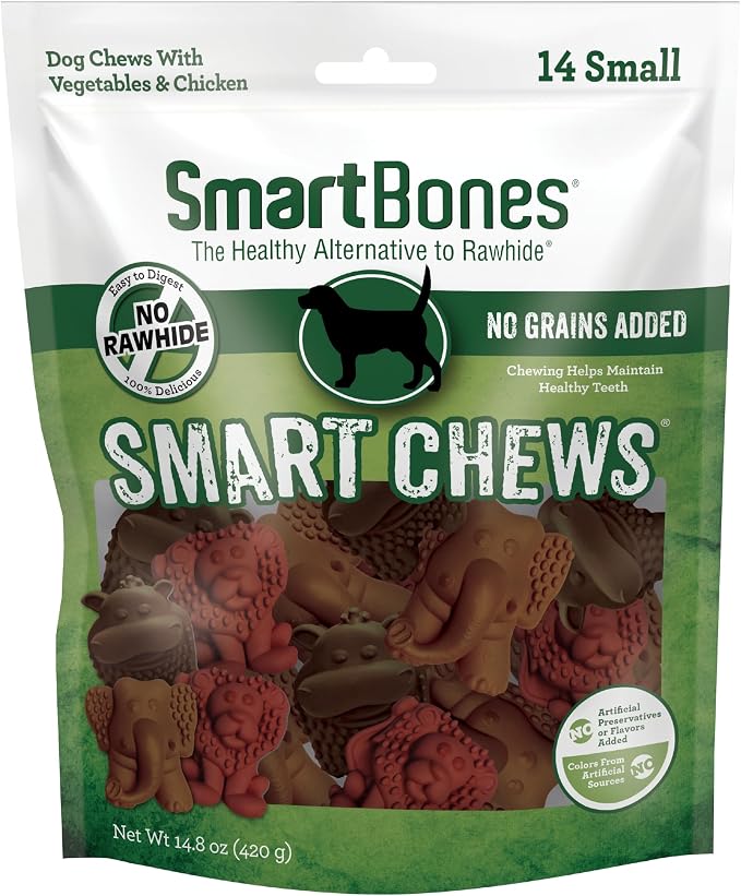 SmartBones Smart Chews, Rawhide Free Dog Chews, Treats for Dogs Made with Real Chicken and Vegetables, 14 Count Small | With Real Chicken & Veggies, No Grain Added and No Artificial Colors, Easy To Digest Chew Supports Dental Health, Small Dogs